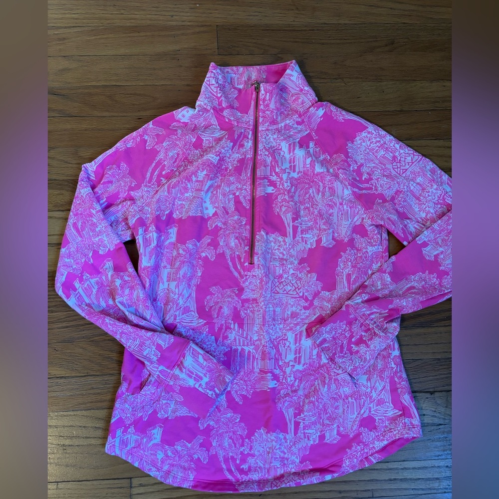 Lilly Pulitzer UPF 50+ Skipper Popover Anniversary Toile Pink XS - Picture 2 of 4